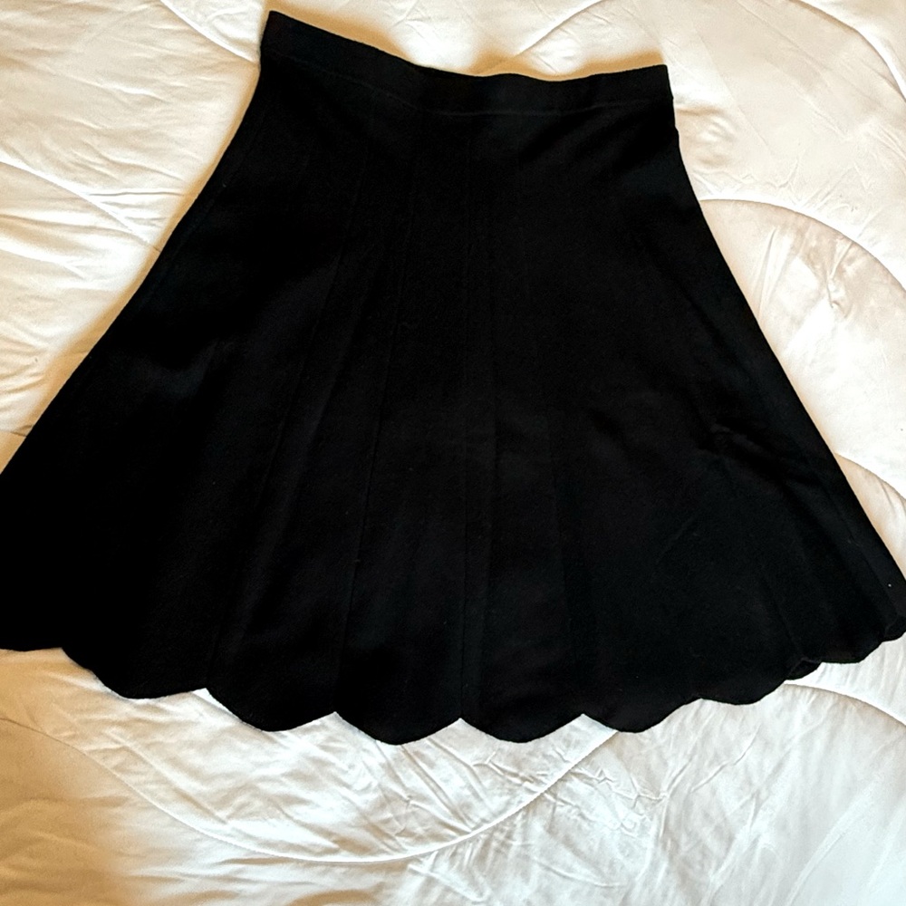 Black Midi Scallop Skirt